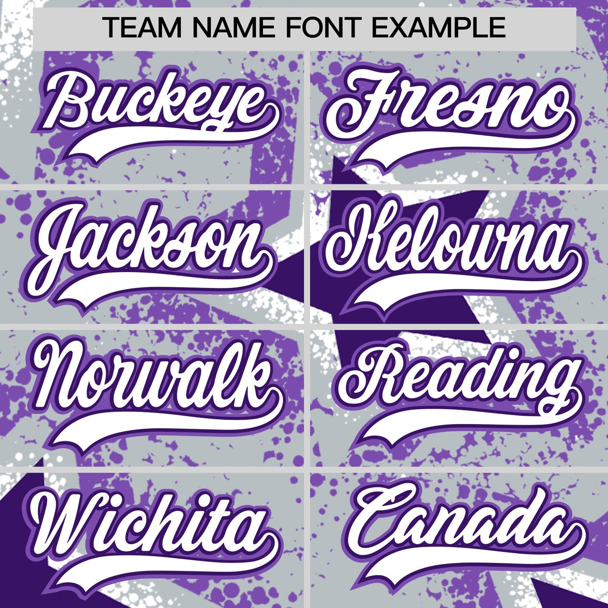 Custom Silver Purple White Star Graffiti Team Baseball Jerseys With Custom Names, Numbers & Logos Lightweight Baseball Jersey| KXKSHOP
