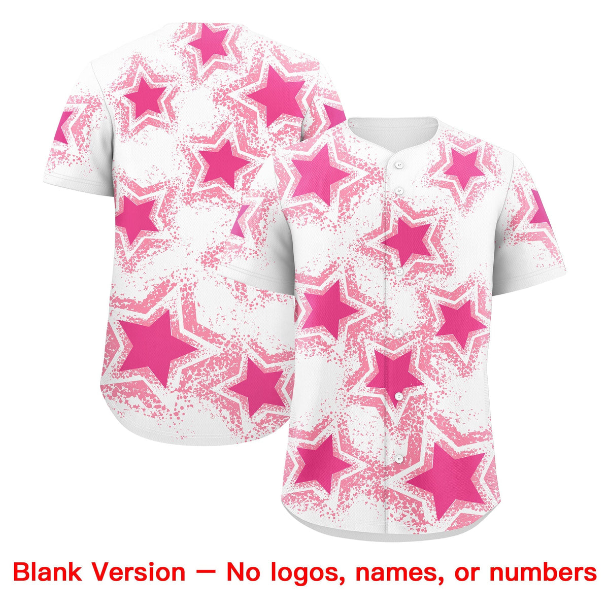 Custom White Pink Light Pink Star Graffiti Team Baseball Jerseys With Custom Names, Numbers & Logos Stretch Fabric Baseball Jersey| KXKSHOP