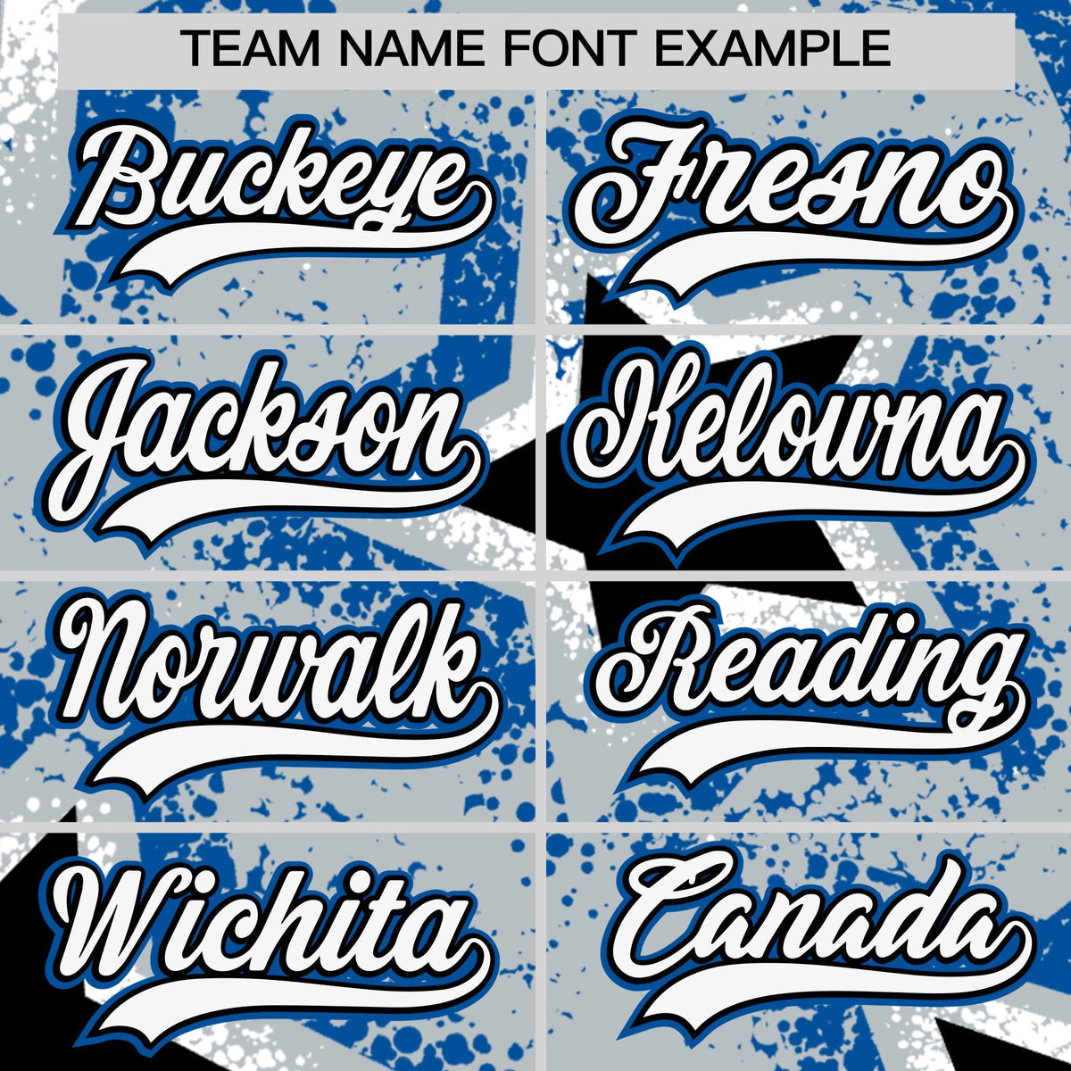 Custom Silver Black Royal Star Graffiti Team Baseball Jerseys With Custom Names, Numbers & Logos Lightweight Baseball Jersey| KXKSHOP