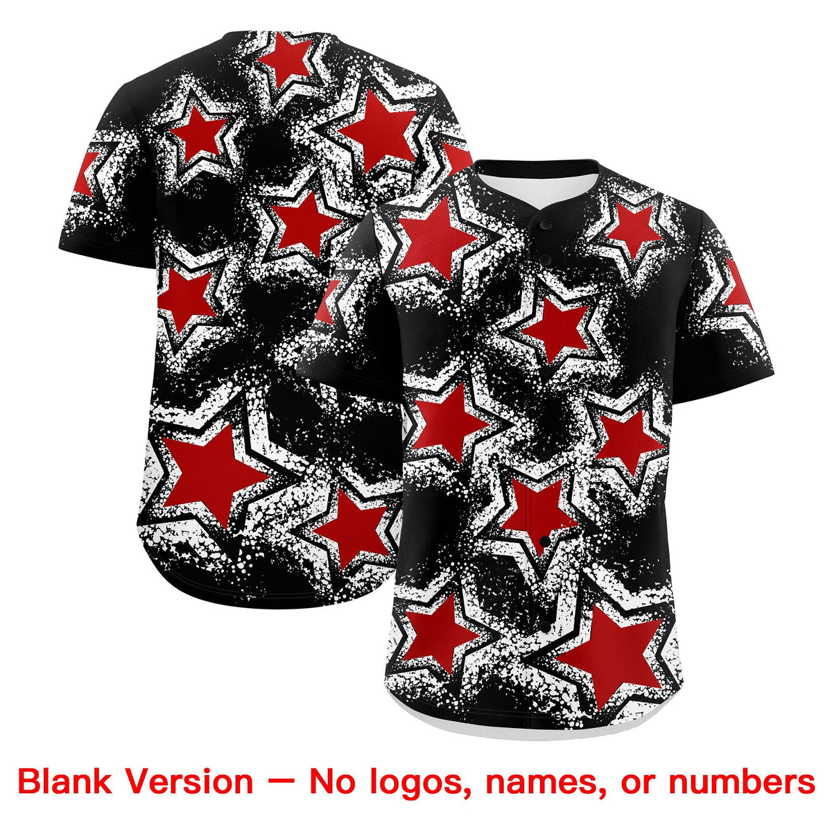 Custom Black White Red Star Graffiti Team Baseball Jerseys With Custom Names, Numbers & Logos Lightweight Baseball Jersey| KXKSHOP