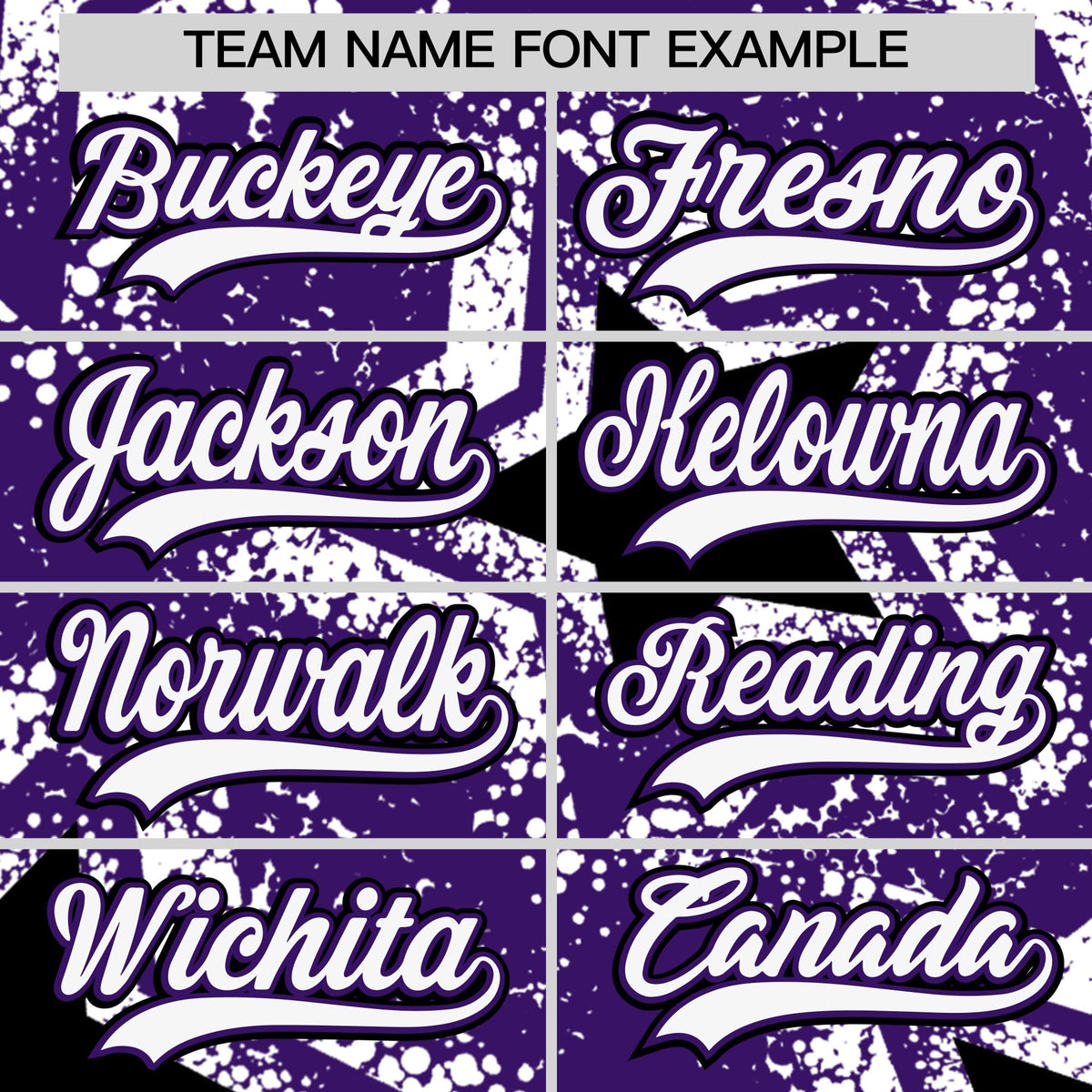 Custom Purple White Black Star Graffiti Team Baseball Jerseys With Custom Names, Numbers & Logos Lightweight Baseball Jersey| KXKSHOP