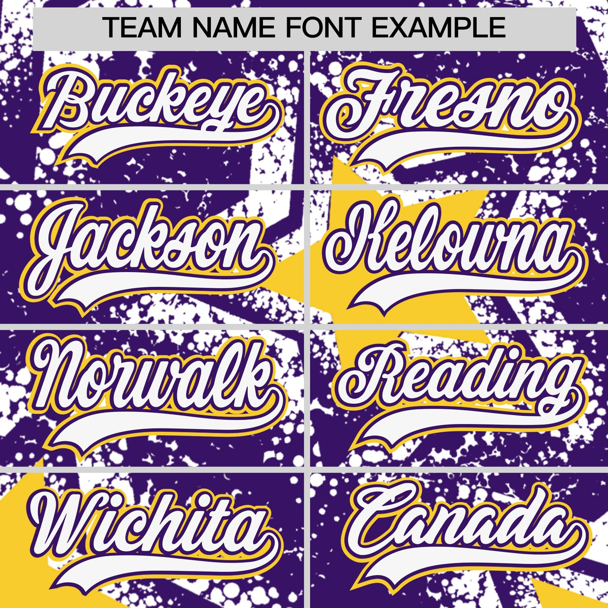 Custom Purple White Gold Star Graffiti Team Baseball Jerseys With Custom Names, Numbers &amp; Logos Lightweight Baseball Jersey| KXKSHOP