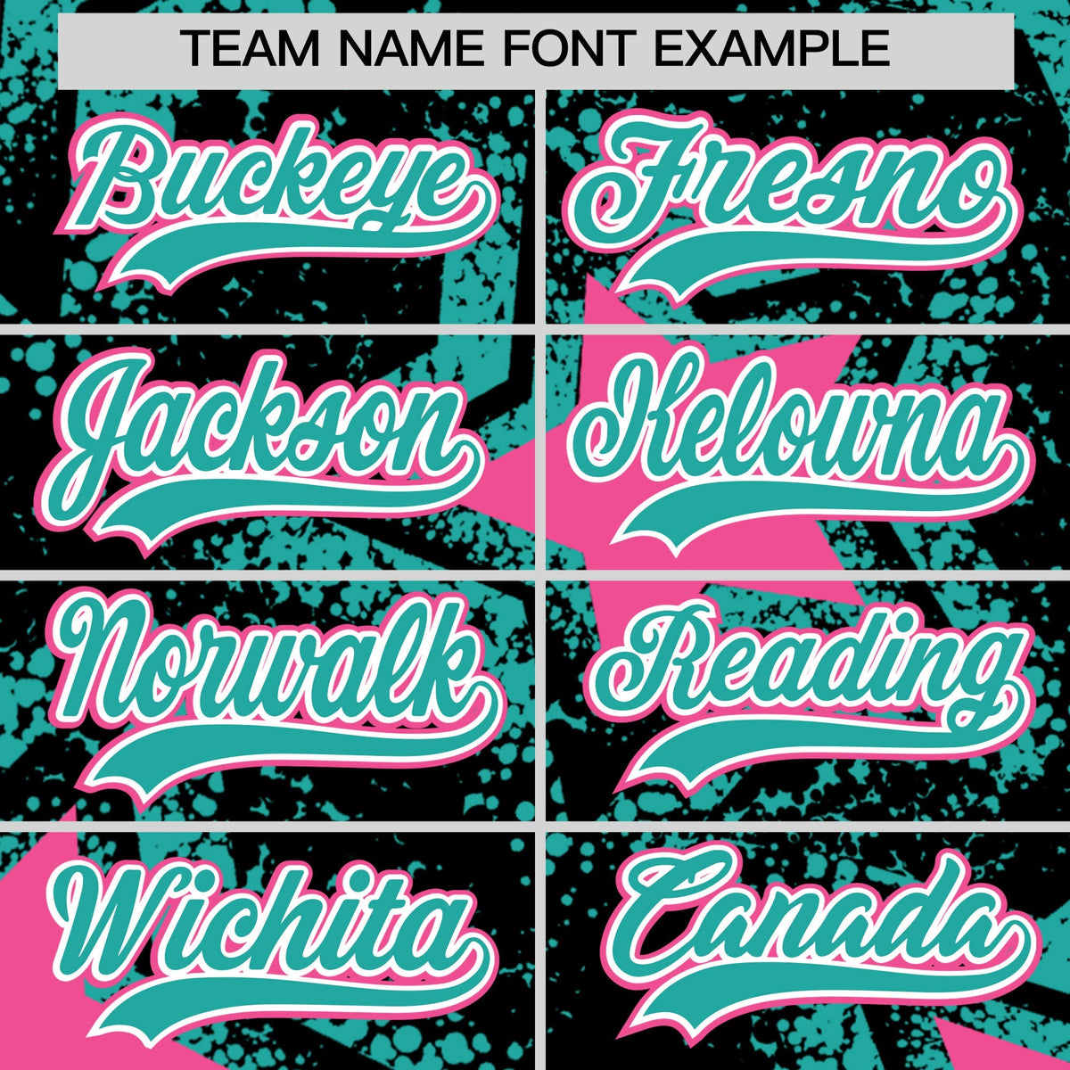 Custom Black Aqua Pink Star Graffiti Team Baseball Jerseys With Custom Names, Numbers & Logos Lightweight Baseball Jersey| KXKSHOP