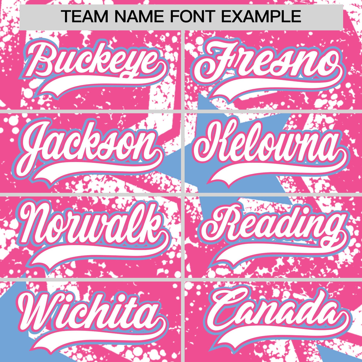 Custom Pink White Light Blue Star Graffiti Team Baseball Jerseys With Custom Names, Numbers & Logos Lightweight Baseball Jersey| KXKSHOP