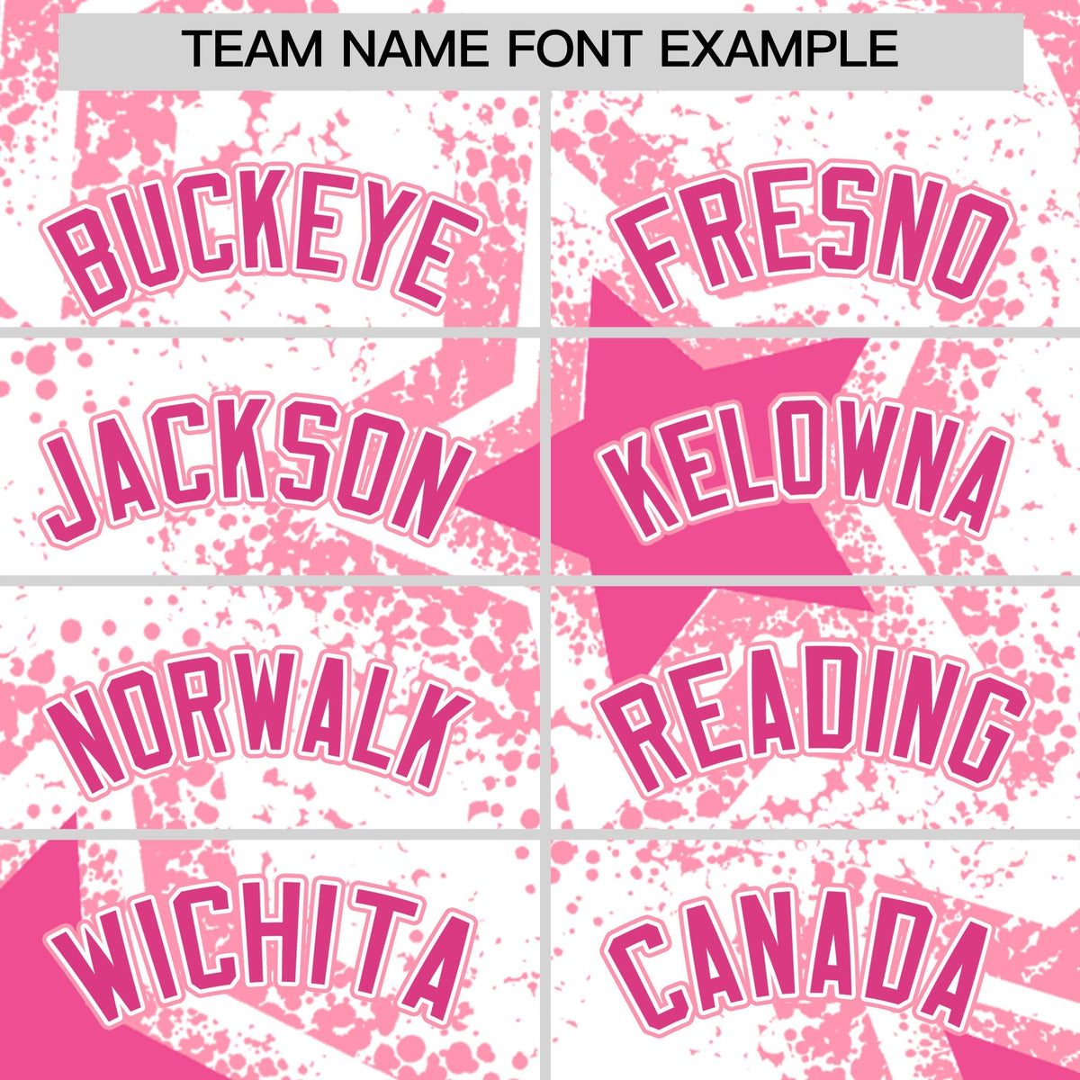 Custom White Pink Light Pink Star Graffiti Team Baseball Jerseys With Custom Names, Numbers &amp; Logos Stretch Fabric Baseball Jersey| KXKSHOP