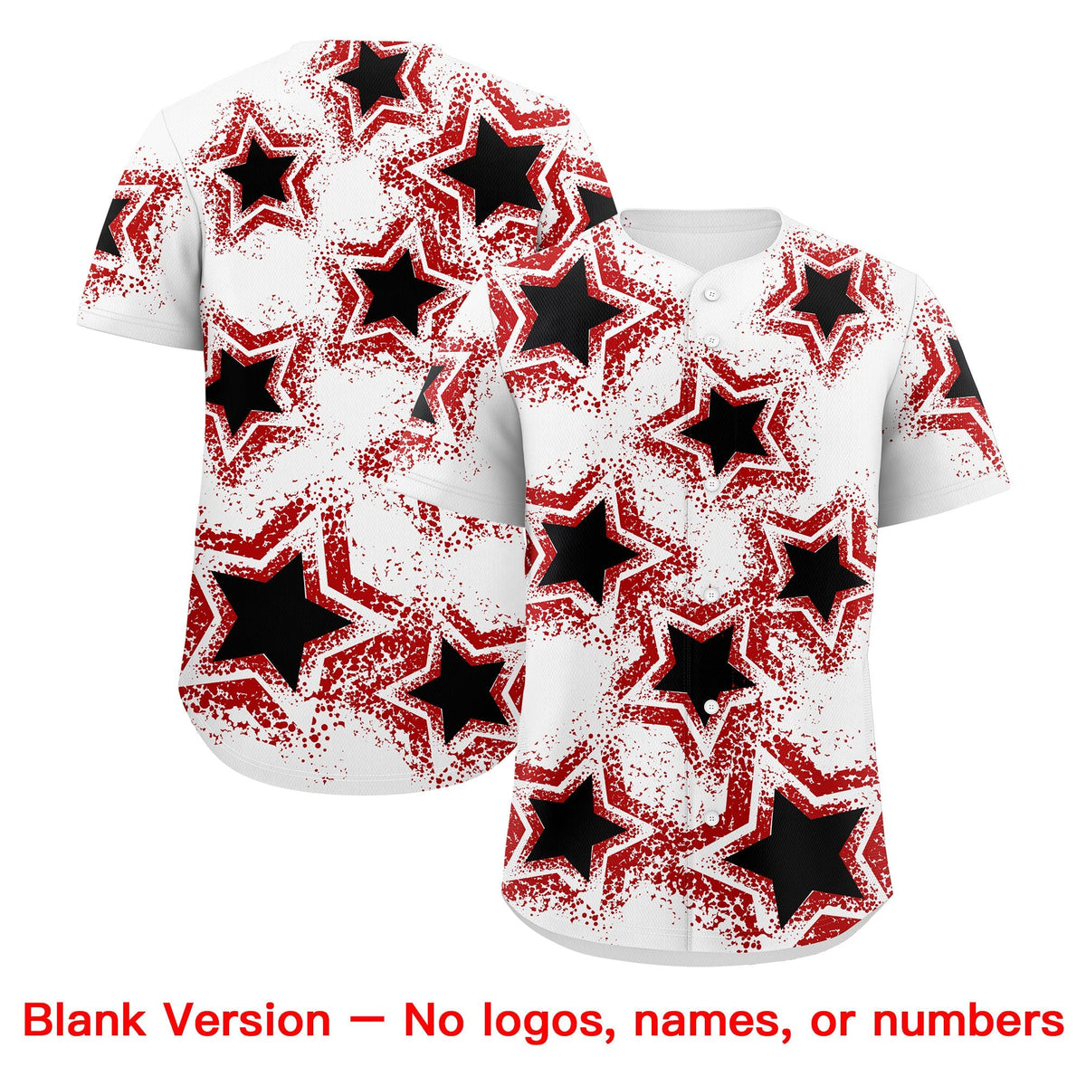 Custom White Black Red Star Graffiti Team Baseball Jerseys With Custom Names, Numbers &amp; Logos Stretch Fabric Baseball Jersey| KXKSHOP
