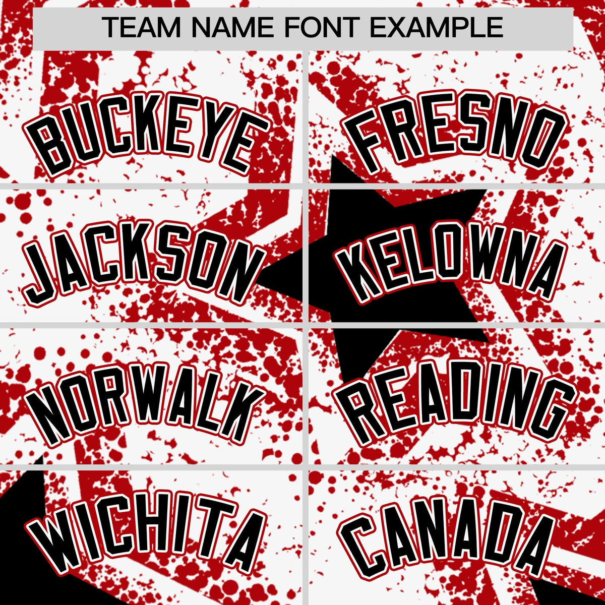 Custom White Black Red Star Graffiti Team Baseball Jerseys With Custom Names, Numbers & Logos Stretch Fabric Baseball Jersey| KXKSHOP