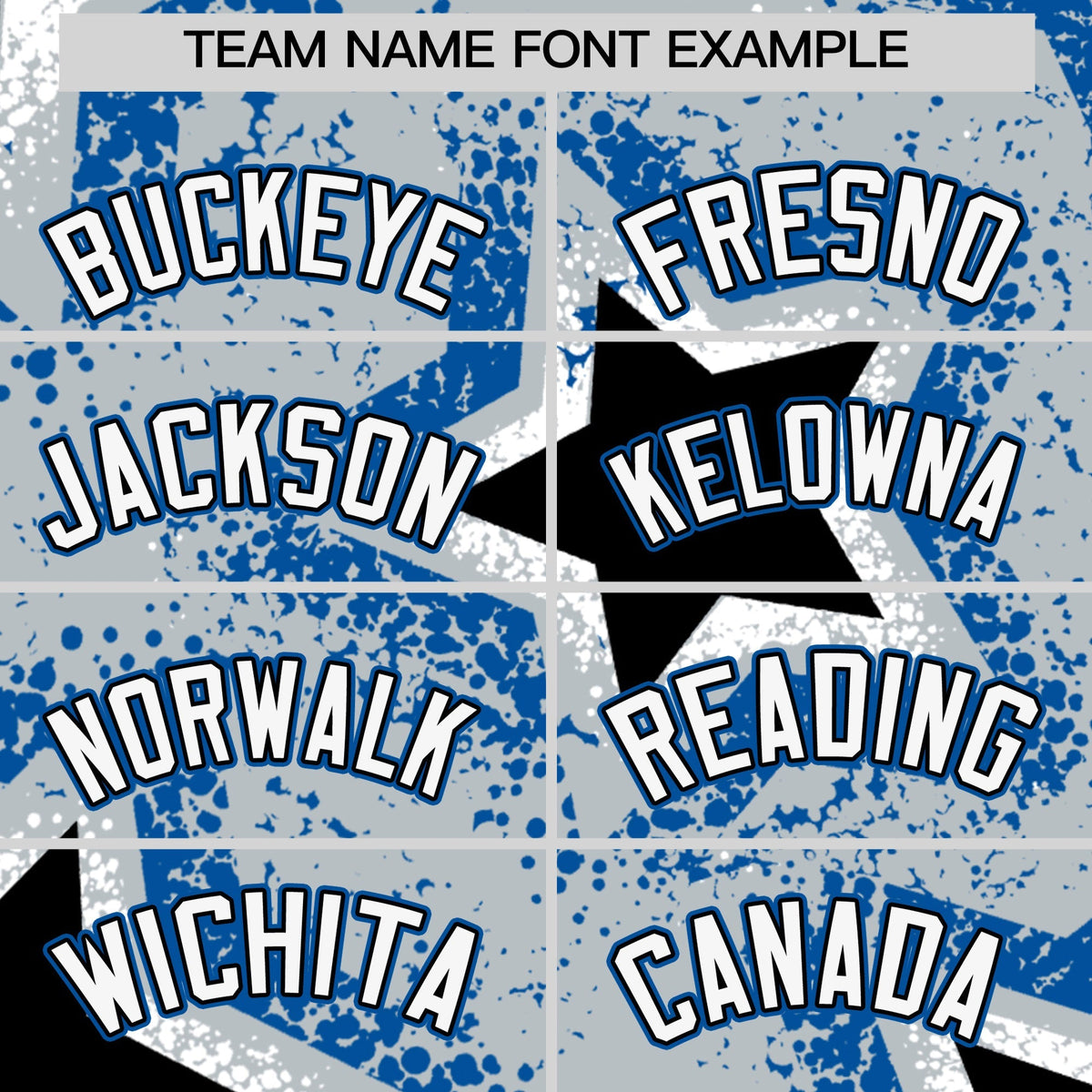 Custom Silver Black Royal Star Graffiti Team Baseball Jerseys With Custom Names, Numbers & Logos Lightweight Baseball Jersey| KXKSHOP