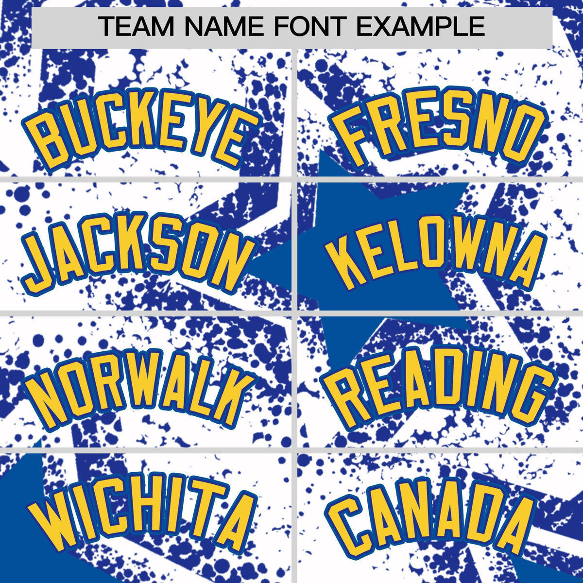 Custom White Royal Blue Royal Star Graffiti Team Baseball Jerseys With Custom Names, Numbers & Logos Stretch Fabric Baseball Jersey| KXKSHOP