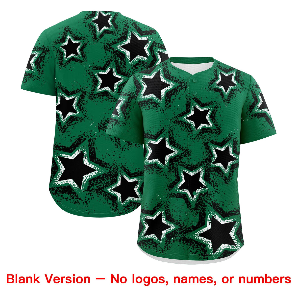 Custom Kelly Green White Black Star Graffiti Team Baseball Jerseys With Custom Names, Numbers & Logos Stretch Fabric Baseball Jersey| KXKSHOP