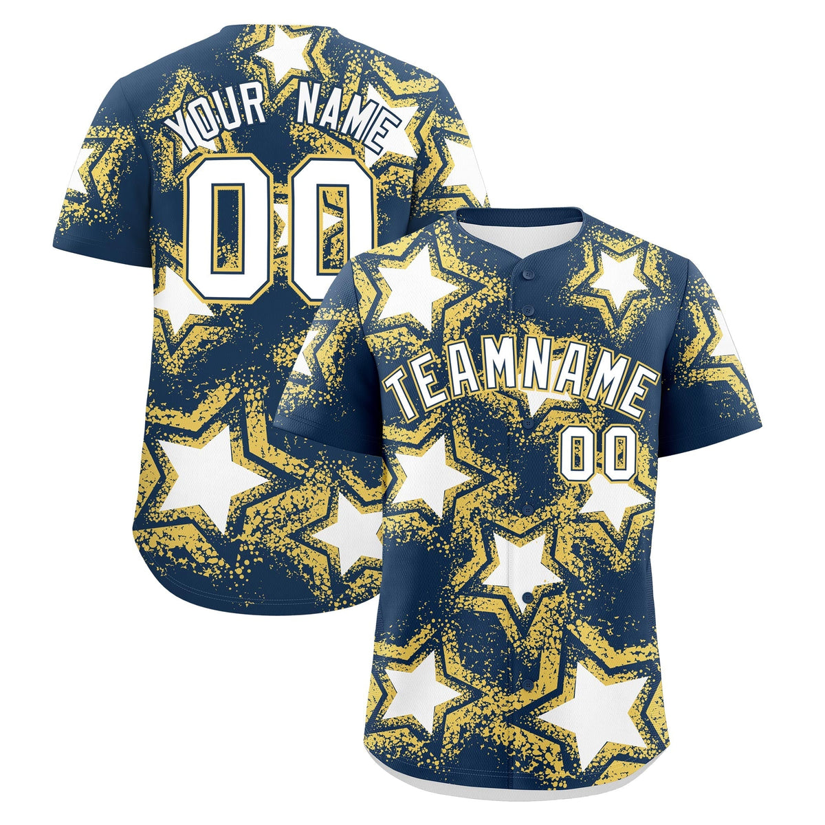 Custom Midnight Blue Khaki White Star Graffiti Team Baseball Jerseys With Custom Names, Numbers & Logos Lightweight Baseball Jersey| KXKSHOP