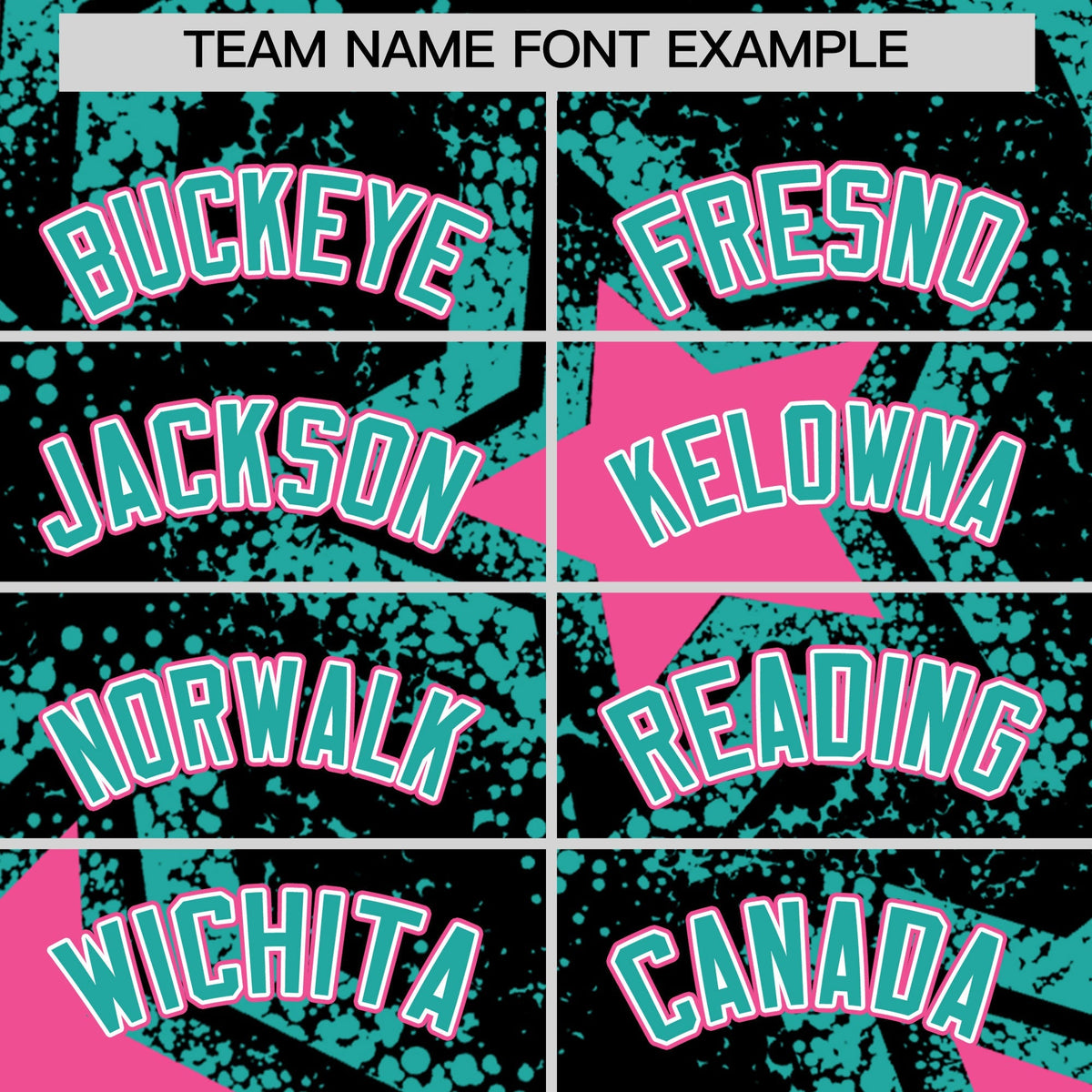 Custom Black Aqua Pink Star Graffiti Team Baseball Jerseys With Custom Names, Numbers & Logos Lightweight Baseball Jersey| KXKSHOP