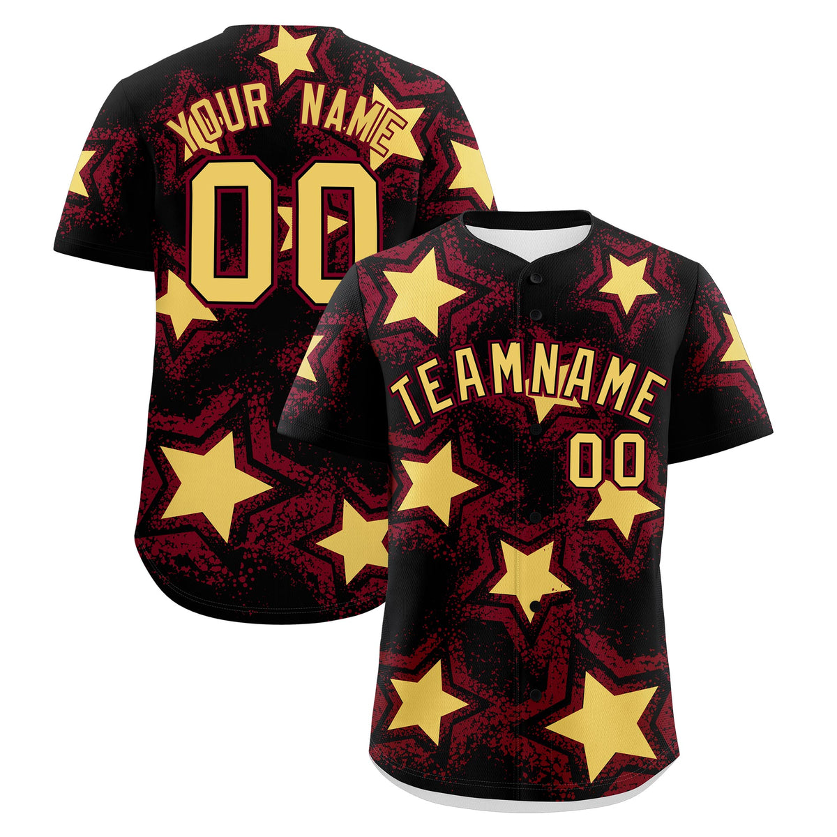 Custom Black Crimson Khaki Star Graffiti Team Baseball Jerseys With Custom Names, Numbers &amp; Logos Lightweight Baseball Jersey| KXKSHOP