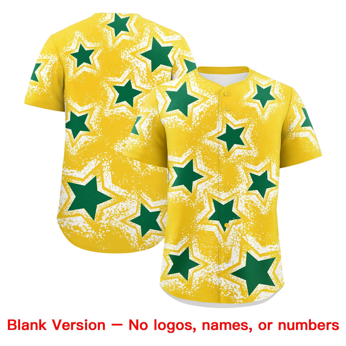 Custom Gold White Kelly Green Star Graffiti Team Baseball Jerseys With Custom Names, Numbers &amp; Logos Lightweight Baseball Jersey| KXKSHOP