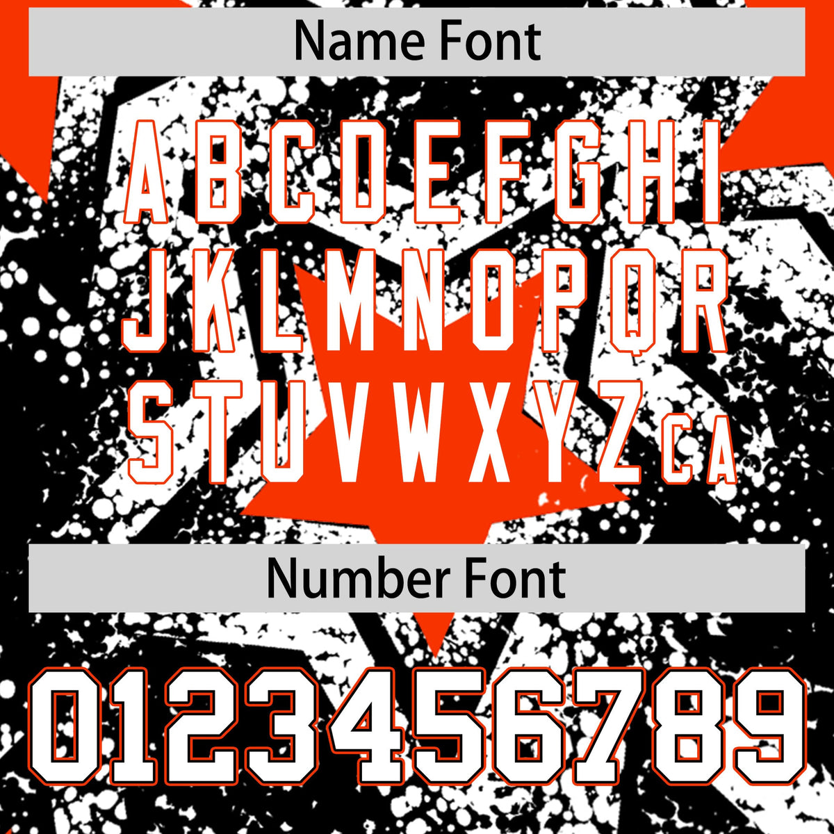 Custom Black White Orange Star Graffiti Team Baseball Jerseys With Custom Names, Numbers &amp; Logos Lightweight Baseball Jersey| KXKSHOP
