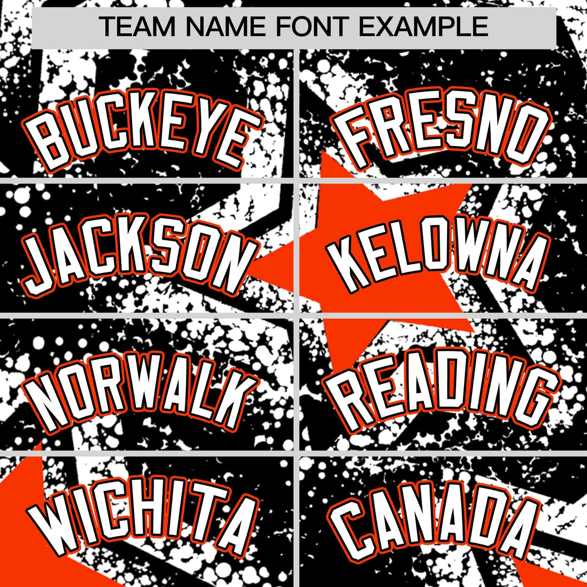Custom Black White Orange Star Graffiti Team Baseball Jerseys With Custom Names, Numbers &amp; Logos Lightweight Baseball Jersey| KXKSHOP