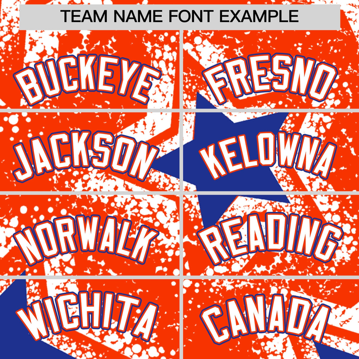 Custom Orange White Royal Blue Star Graffiti Team Baseball Jerseys With Custom Names, Numbers &amp; Logos Lightweight Baseball Jersey| KXKSHOP