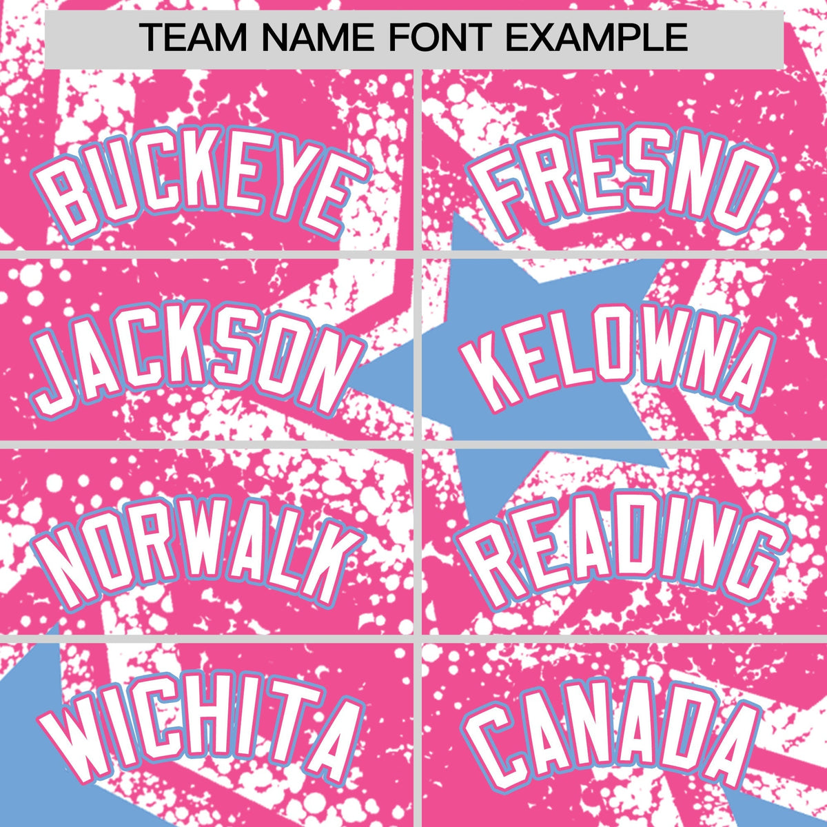 Custom Pink White Light Blue Star Graffiti Team Baseball Jerseys With Custom Names, Numbers & Logos Lightweight Baseball Jersey| KXKSHOP