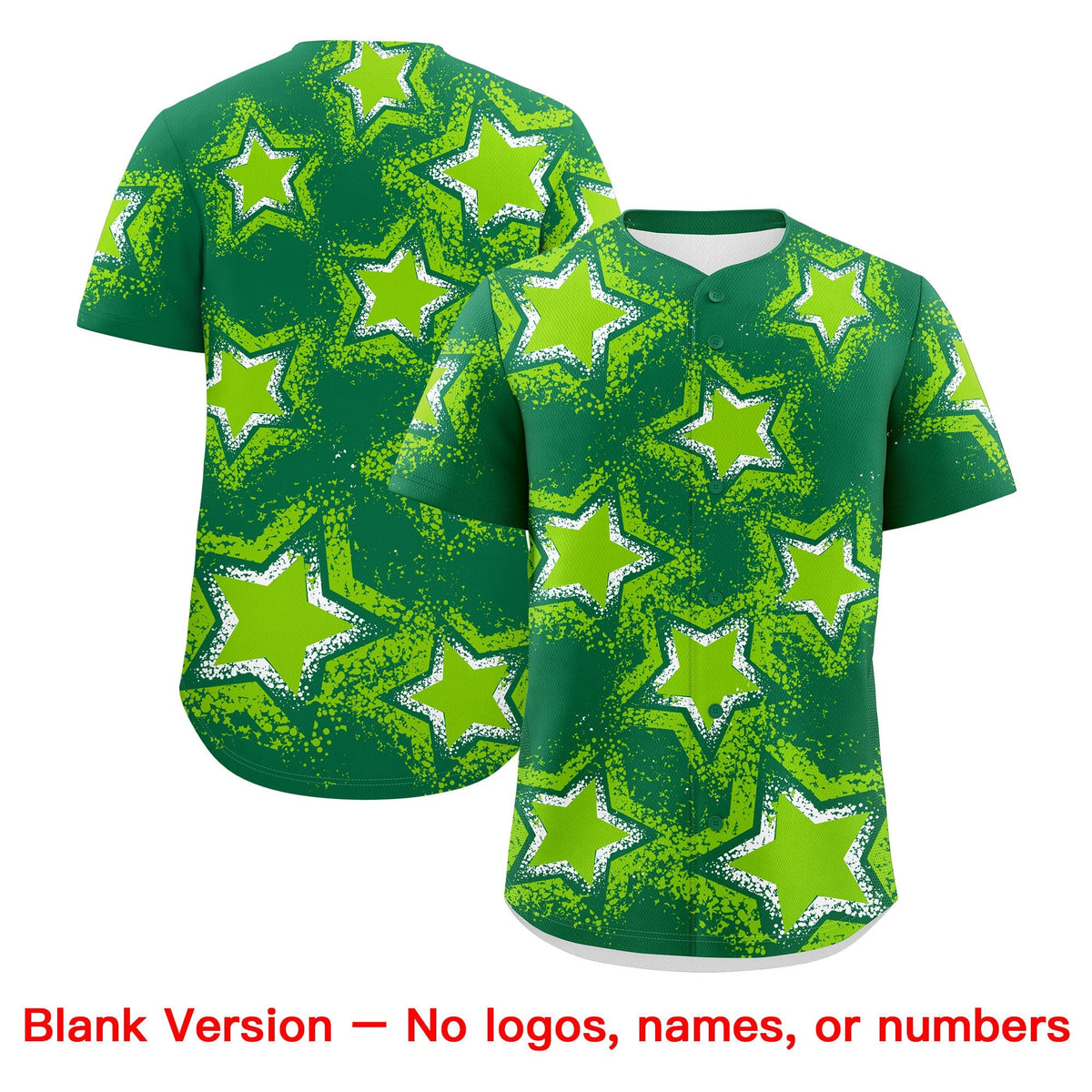 Custom Kelly Green Neon Green White Star Graffiti Team Baseball Jerseys With Custom Names, Numbers & Logos Stretch Fabric Baseball Jersey| KXKSHOP