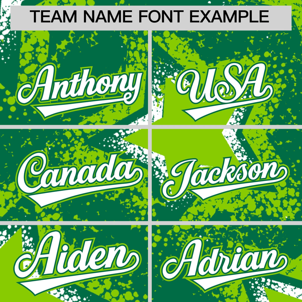 Custom Kelly Green Neon Green White Star Graffiti Team Baseball Jerseys With Custom Names, Numbers & Logos Stretch Fabric Baseball Jersey| KXKSHOP