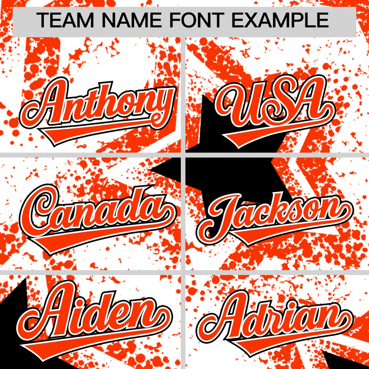 Custom White Black Orange Star Graffiti Team Baseball Jerseys With Custom Names, Numbers & Logos Lightweight Baseball Jersey| KXKSHOP