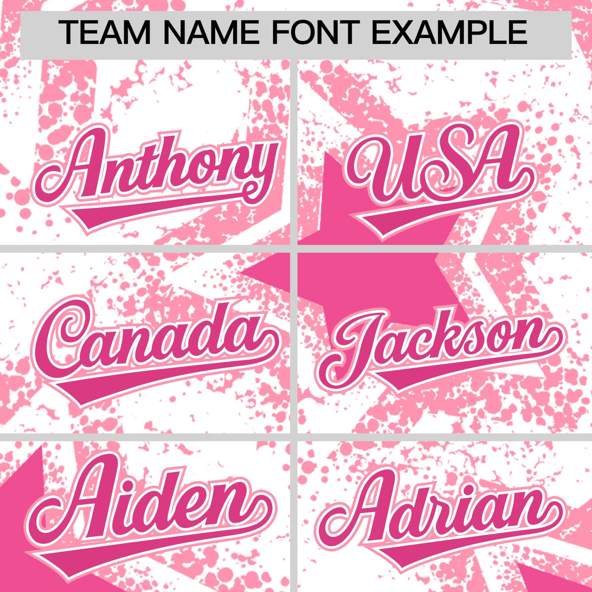 Custom White Pink Light Pink Star Graffiti Team Baseball Jerseys With Custom Names, Numbers &amp; Logos Stretch Fabric Baseball Jersey| KXKSHOP