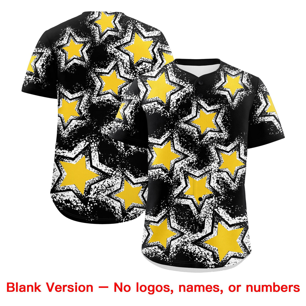Custom Black Gold White Star Graffiti Team Baseball Jerseys With Custom Names, Numbers &amp; Logos Lightweight Baseball Jersey| KXKSHOP