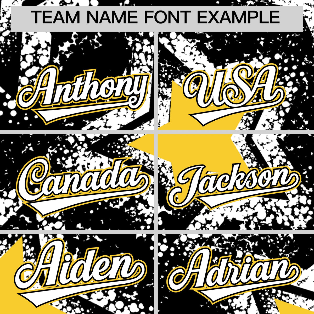 Custom Black Gold White Star Graffiti Team Baseball Jerseys With Custom Names, Numbers &amp; Logos Lightweight Baseball Jersey| KXKSHOP