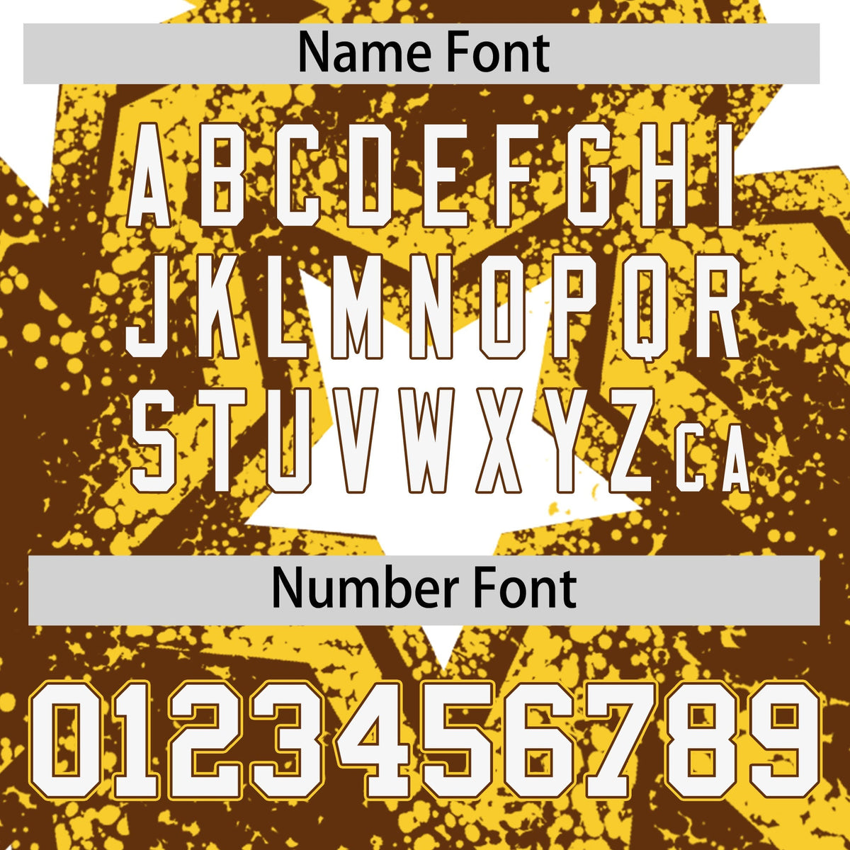 Custom Brown Gold White Star Graffiti Team Baseball Jerseys With Custom Names, Numbers &amp; Logos Stretch Fabric Baseball Jersey| KXKSHOP