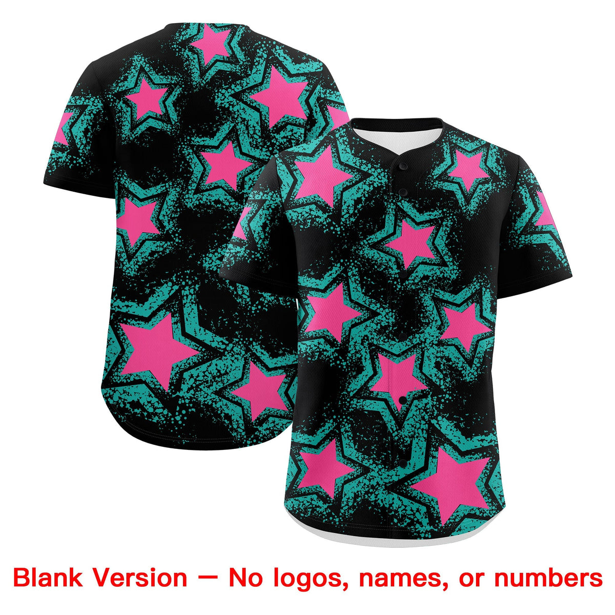 Custom Black Aqua Pink Star Graffiti Team Baseball Jerseys With Custom Names, Numbers &amp; Logos Lightweight Baseball Jersey| KXKSHOP