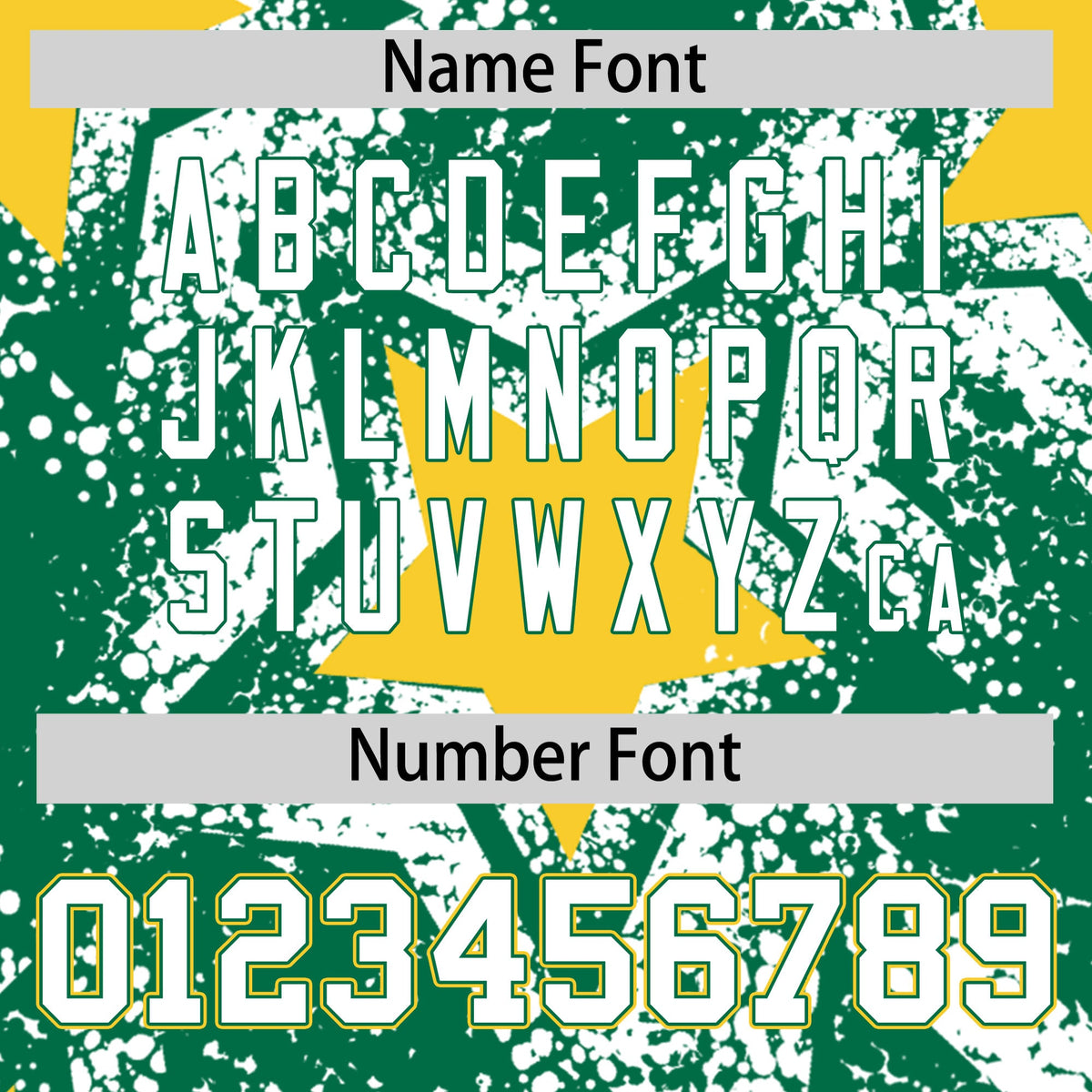 Custom Kelly Green White Gold Star Graffiti Team Baseball Jerseys With Custom Names, Numbers & Logos Stretch Fabric Baseball Jersey| KXKSHOP