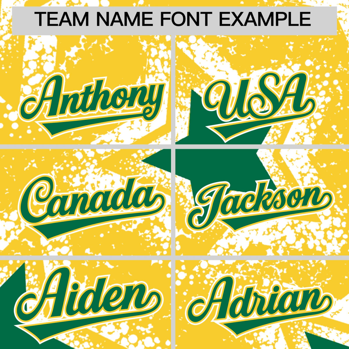 Custom Gold White Kelly Green Star Graffiti Team Baseball Jerseys With Custom Names, Numbers & Logos Lightweight Baseball Jersey| KXKSHOP