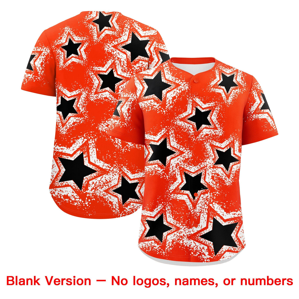 Custom Orange White Black Star Graffiti Team Baseball Jerseys With Custom Names, Numbers &amp; Logos Stretch Fabric Baseball Jersey| KXKSHOP