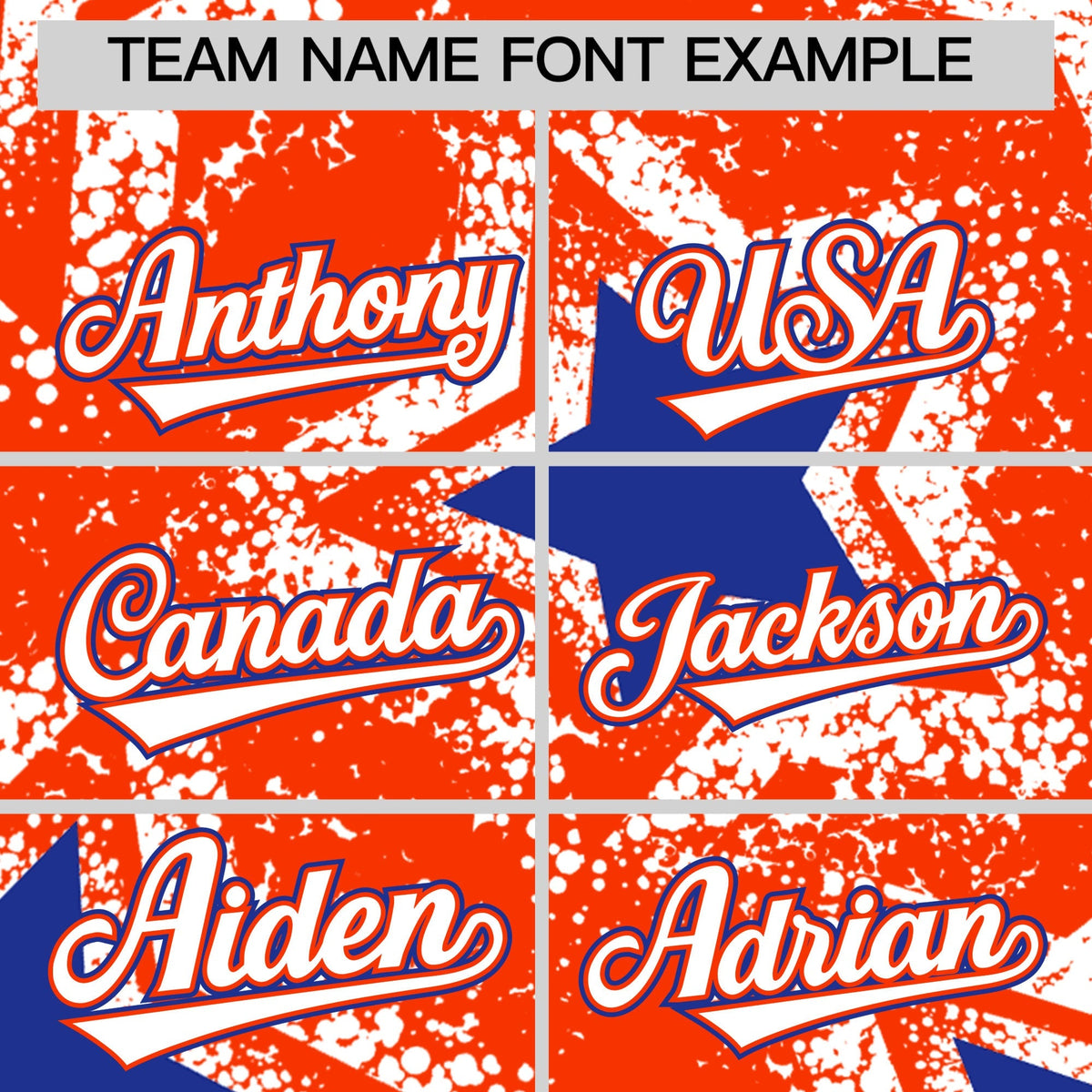 Custom Orange White Royal Blue Star Graffiti Team Baseball Jerseys With Custom Names, Numbers & Logos Lightweight Baseball Jersey| KXKSHOP
