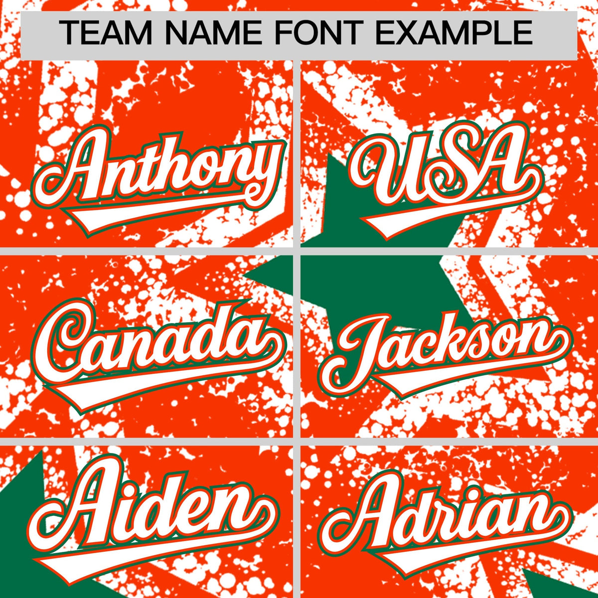 Custom Orange White Kelly Green Star Graffiti Team Baseball Jerseys With Custom Names, Numbers & Logos Lightweight Baseball Jersey| KXKSHOP