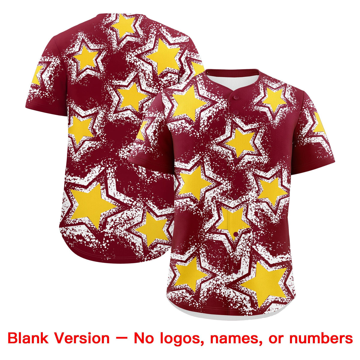 Custom Crimson White Gold Star Graffiti Team Baseball Jerseys With Custom Names, Numbers &amp; Logos Stretch Fabric Baseball Jersey| KXKSHOP