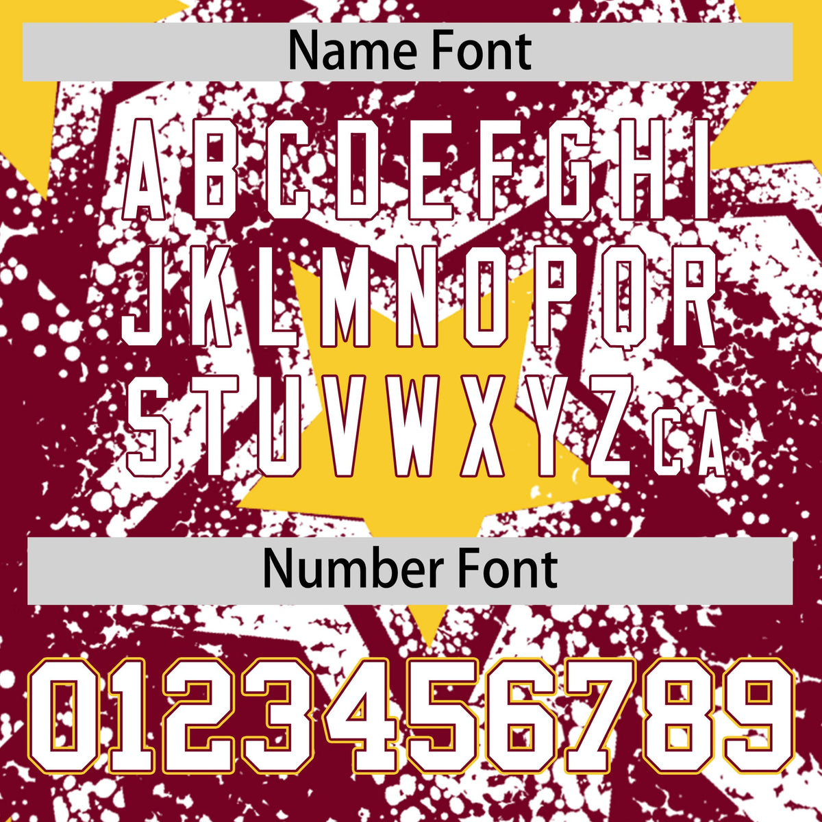 Custom Crimson White Gold Star Graffiti Team Baseball Jerseys With Custom Names, Numbers & Logos Stretch Fabric Baseball Jersey| KXKSHOP