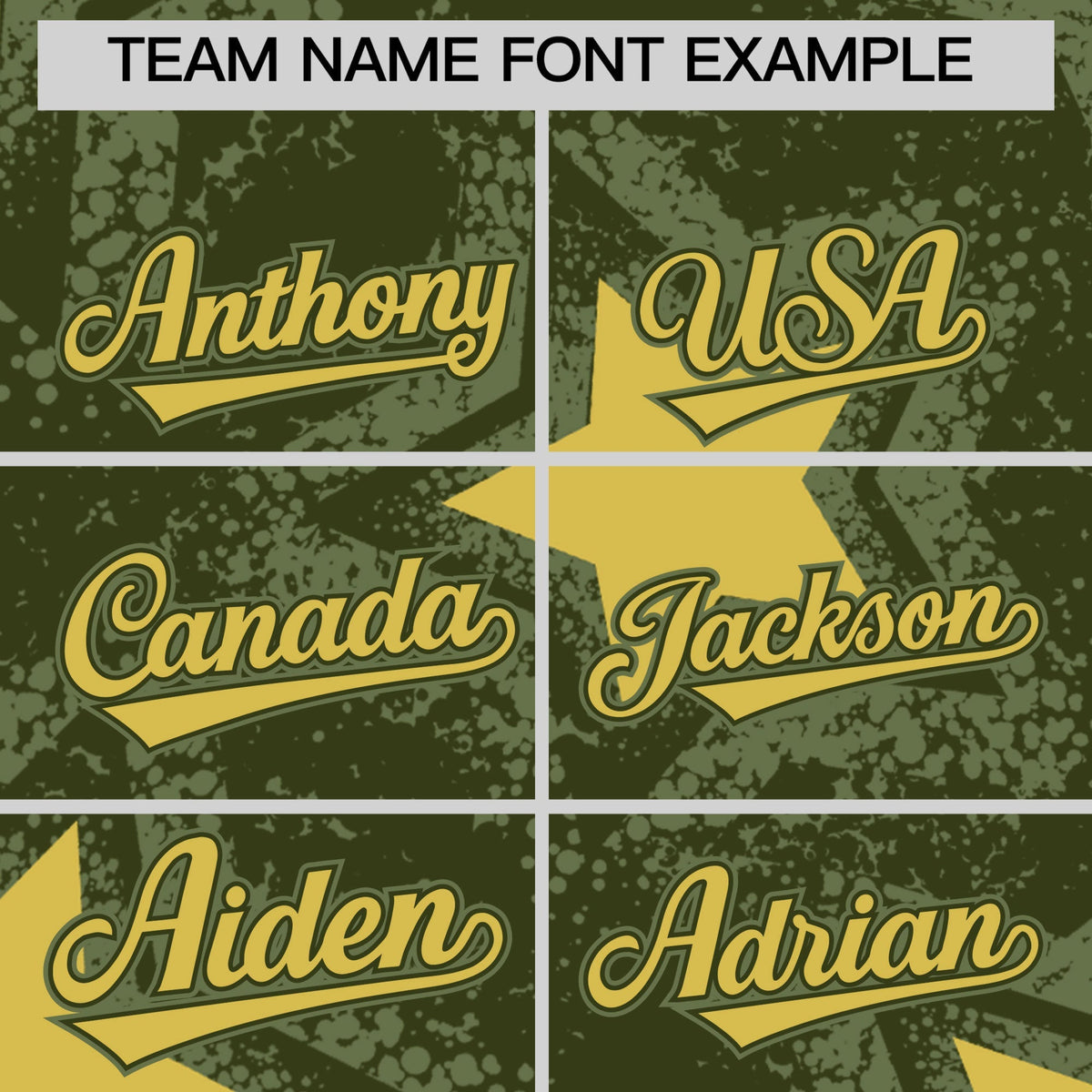 Custom Olive Khaki Star Graffiti Team Baseball Jerseys With Custom Names, Numbers &amp; Logos Stretch Fabric Baseball Jersey| KXKSHOP