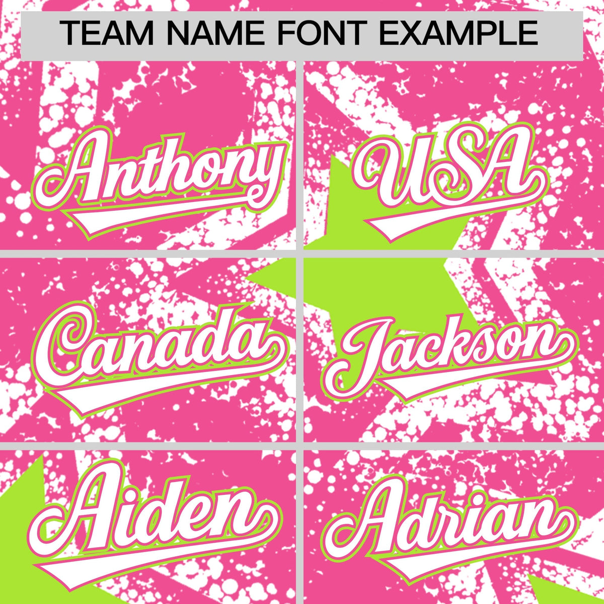 Custom Pink White Neon Green Star Graffiti Team Baseball Jerseys With Custom Names, Numbers &amp; Logos Lightweight Baseball Jersey| KXKSHOP
