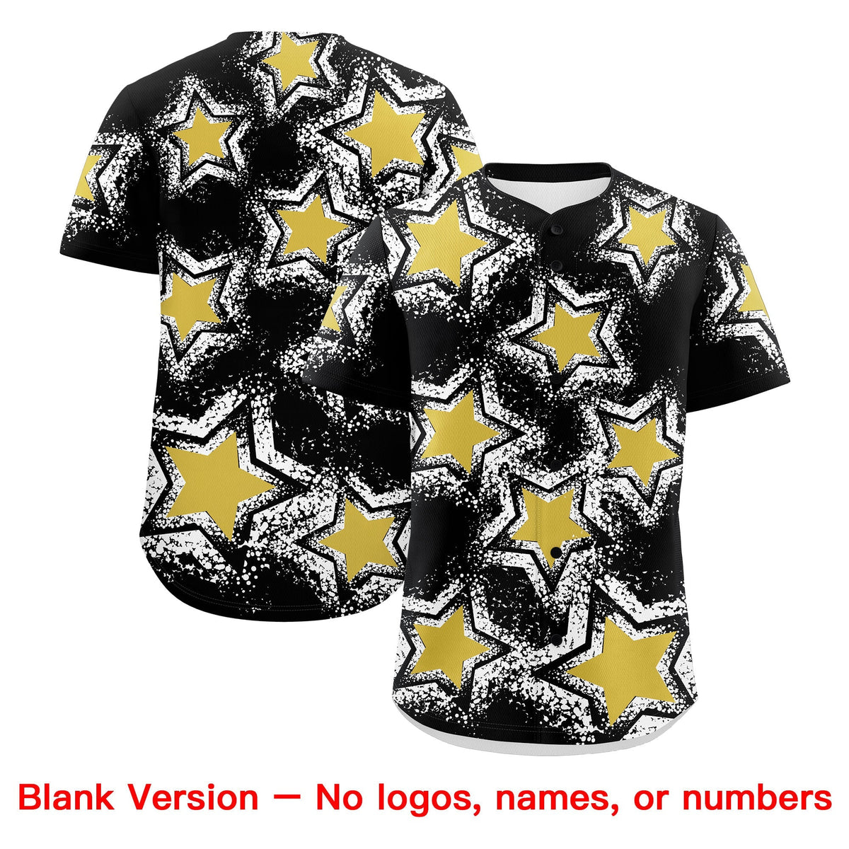 Custom Black White Old Gold Star Graffiti Team Baseball Jerseys With Custom Names, Numbers & Logos Lightweight Baseball Jersey| KXKSHOP