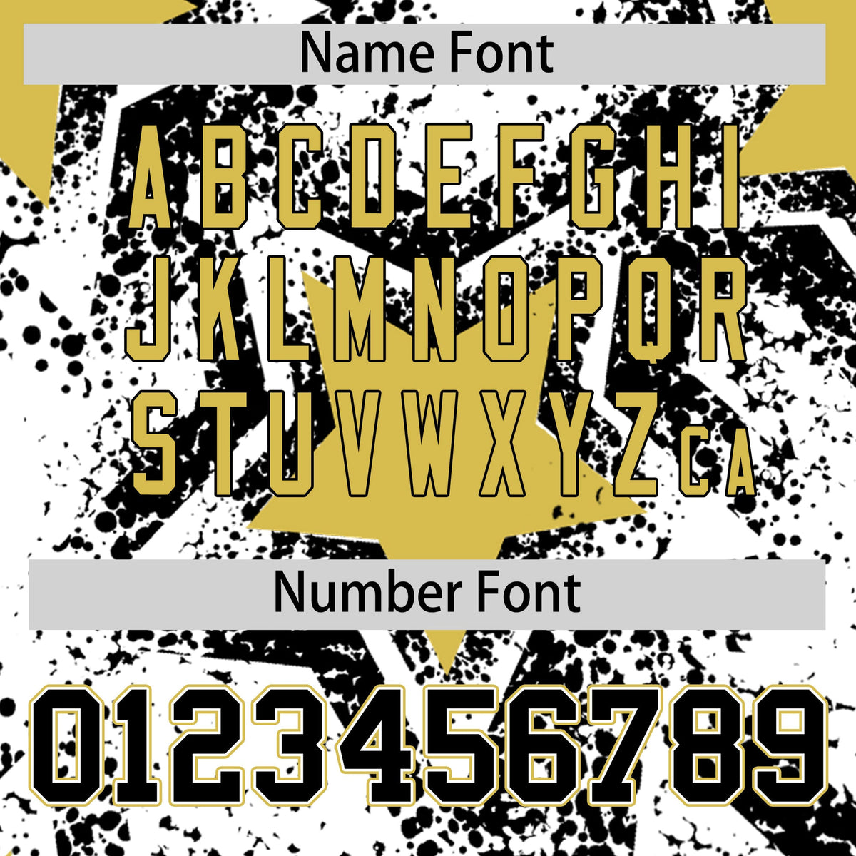 Custom White Black Old Gold Star Graffiti Team Baseball Jerseys With Custom Names, Numbers & Logos Stretch Fabric Baseball Jersey| KXKSHOP
