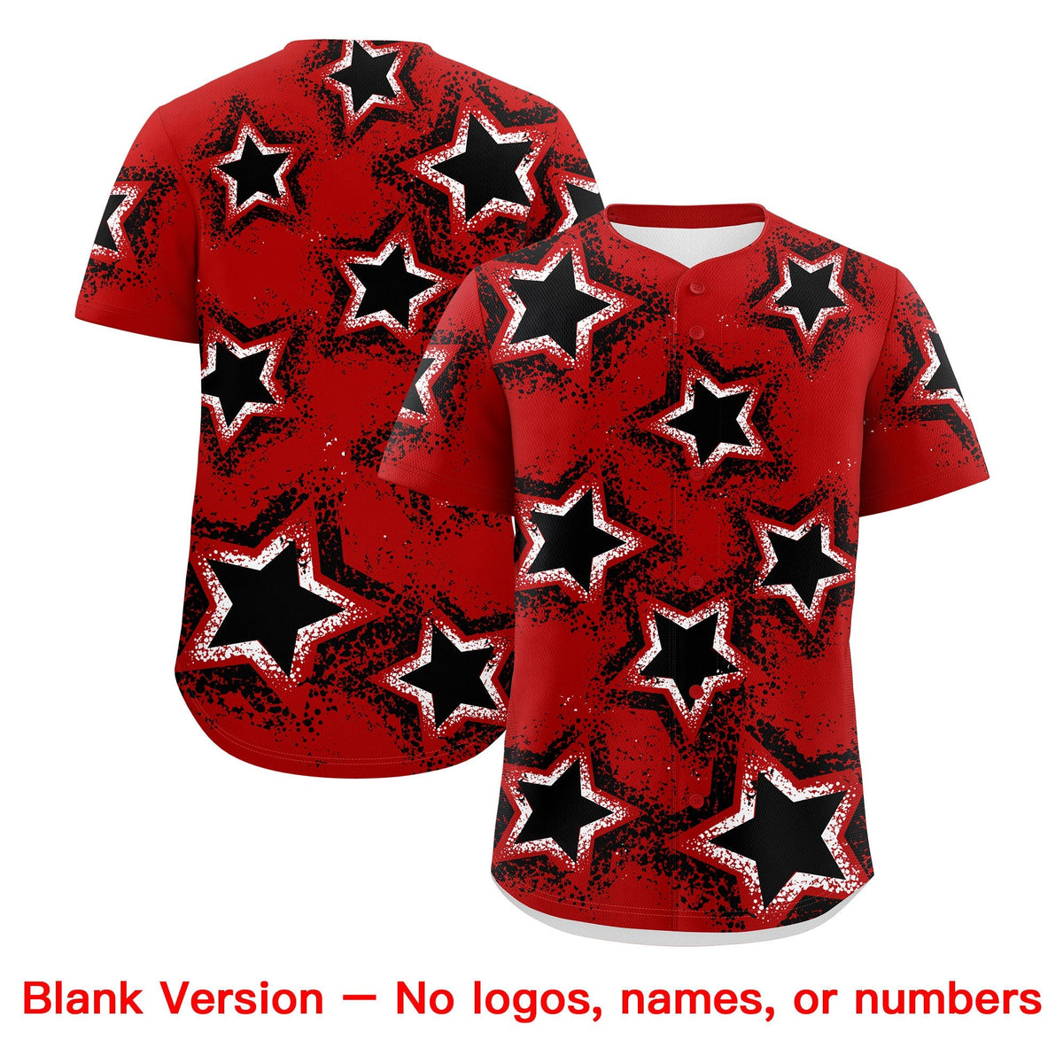 Custom Red Black White Star Graffiti Team Baseball Jerseys With Custom Names, Numbers &amp; Logos Lightweight Baseball Jersey| KXKSHOP