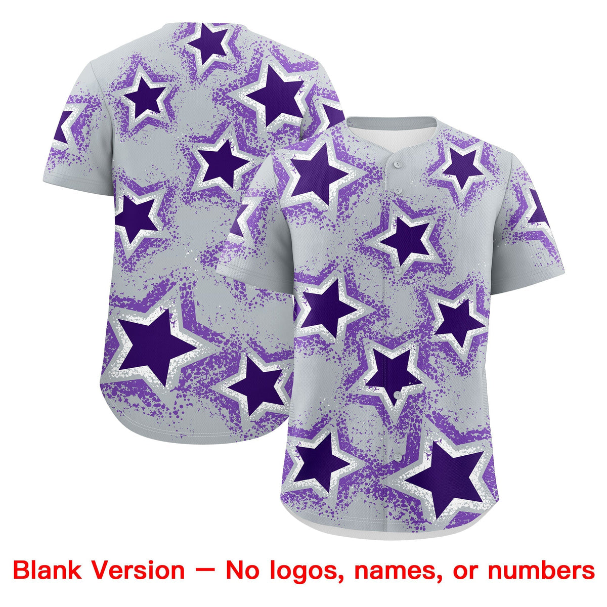 Custom Silver Purple White Star Graffiti Team Baseball Jerseys With Custom Names, Numbers & Logos Lightweight Baseball Jersey| KXKSHOP