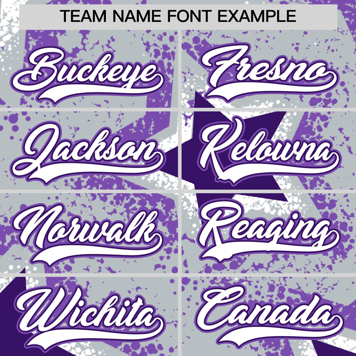 Custom Silver Purple White Star Graffiti Team Baseball Jerseys With Custom Names, Numbers & Logos Lightweight Baseball Jersey| KXKSHOP