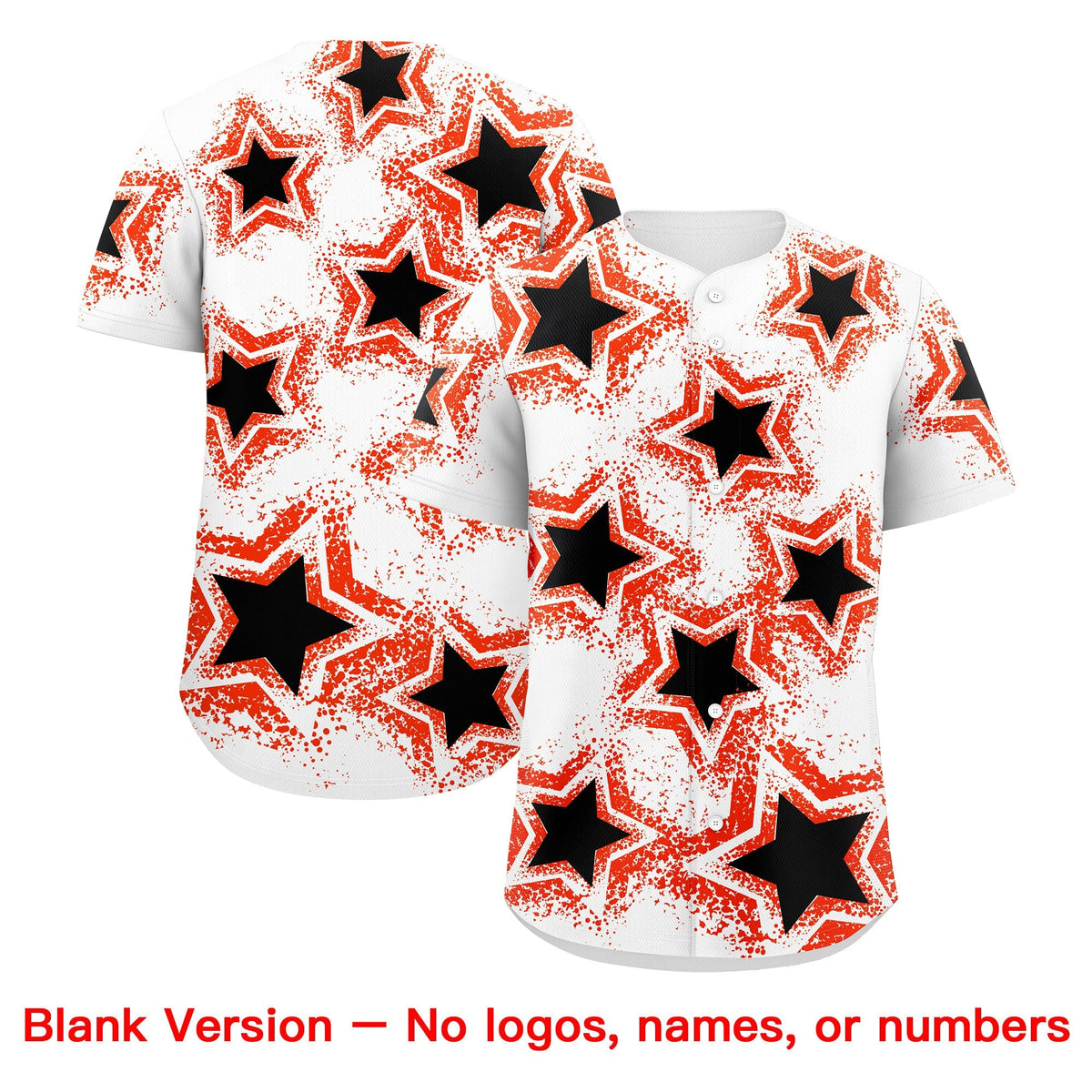 Custom White Black Orange Star Graffiti Team Baseball Jerseys With Custom Names, Numbers &amp; Logos Lightweight Baseball Jersey| KXKSHOP