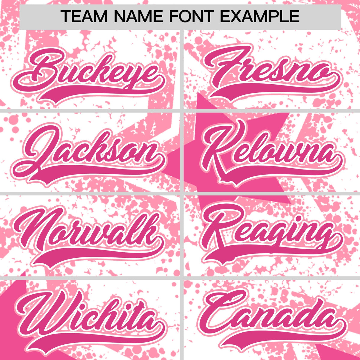 Custom White Pink Light Pink Star Graffiti Team Baseball Jerseys With Custom Names, Numbers & Logos Stretch Fabric Baseball Jersey| KXKSHOP