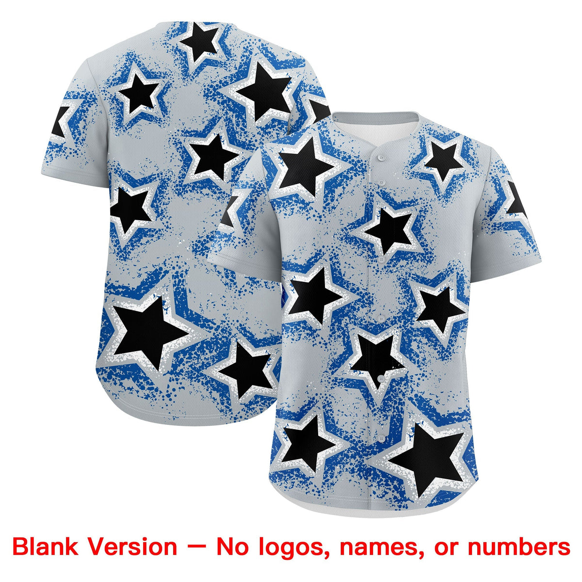 Custom Silver Black Royal Star Graffiti Team Baseball Jerseys With Custom Names, Numbers &amp; Logos Lightweight Baseball Jersey| KXKSHOP