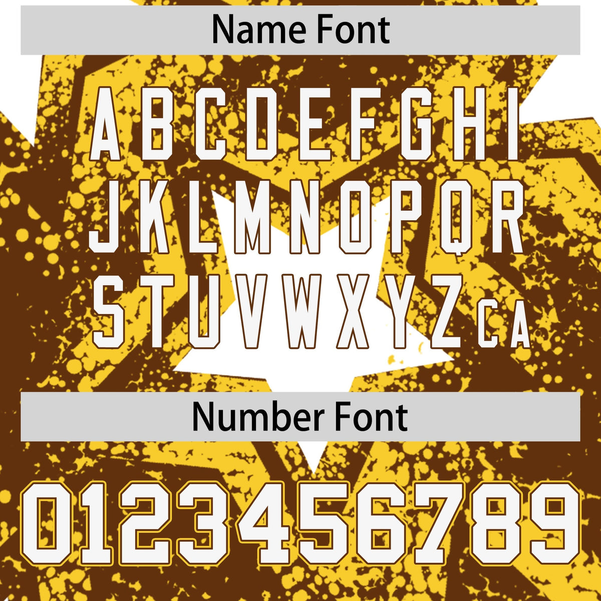 Custom Brown Gold White Star Graffiti Team Baseball Jerseys With Custom Names, Numbers & Logos Stretch Fabric Baseball Jersey| KXKSHOP