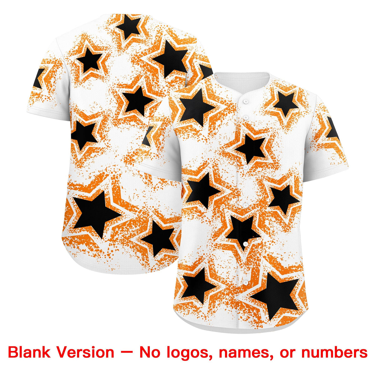 Custom White Orange Black Star Graffiti Team Baseball Jerseys With Custom Names, Numbers &amp; Logos Lightweight Baseball Jersey| KXKSHOP