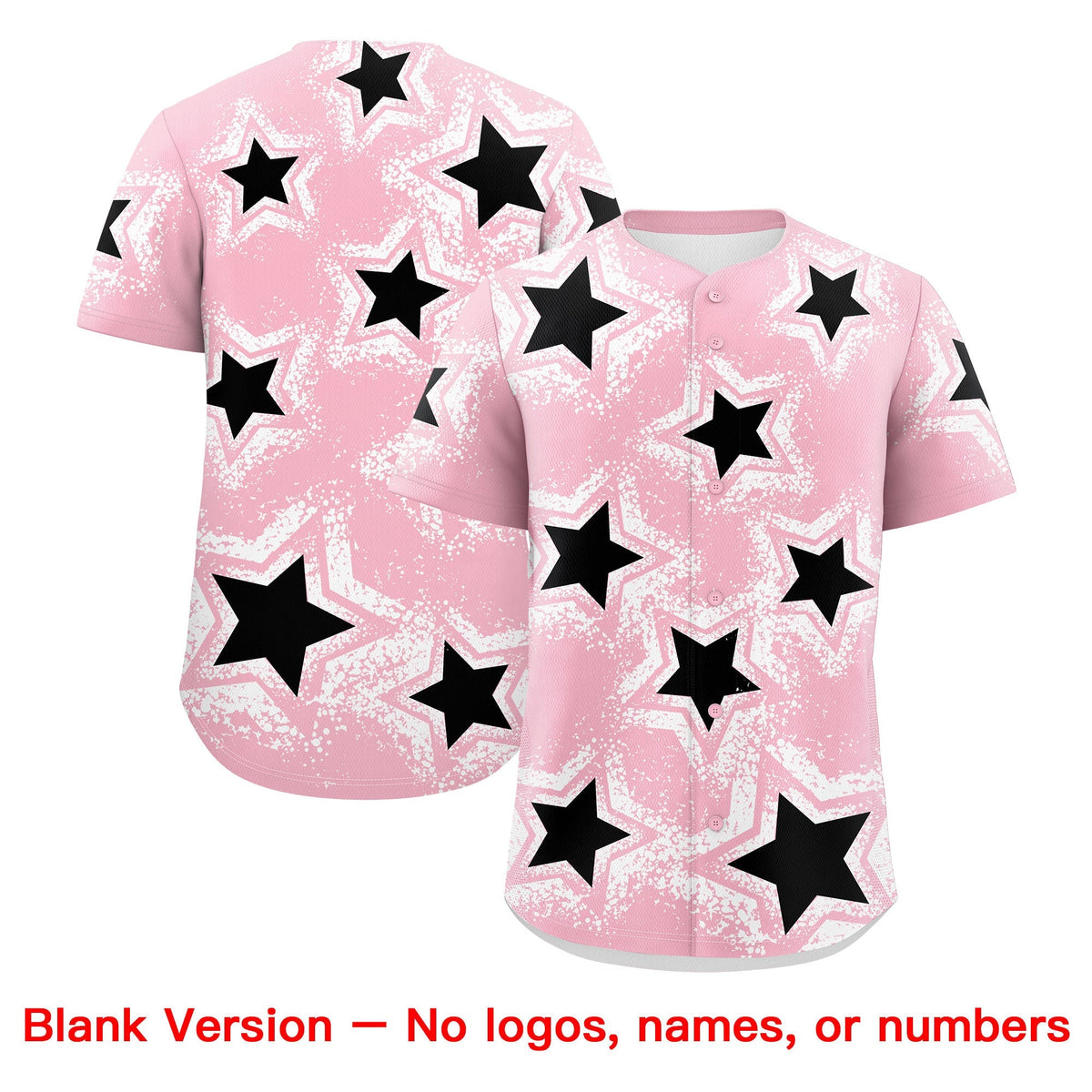 Custom Light Pink White Black Star Graffiti Team Baseball Jerseys With Custom Names, Numbers &amp; Logos Stretch Fabric Baseball Jersey| KXKSHOP